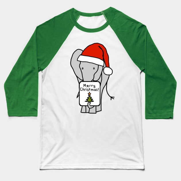 Big Elephant says Merry Christmas Baseball T-Shirt by ellenhenryart